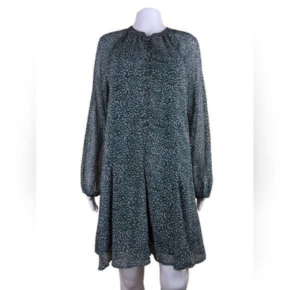 Joie L Arctic Animal Spot Polka Dot Midi Long Balloon Sleeve Summer Sheer Dress - Picture 3 of 13